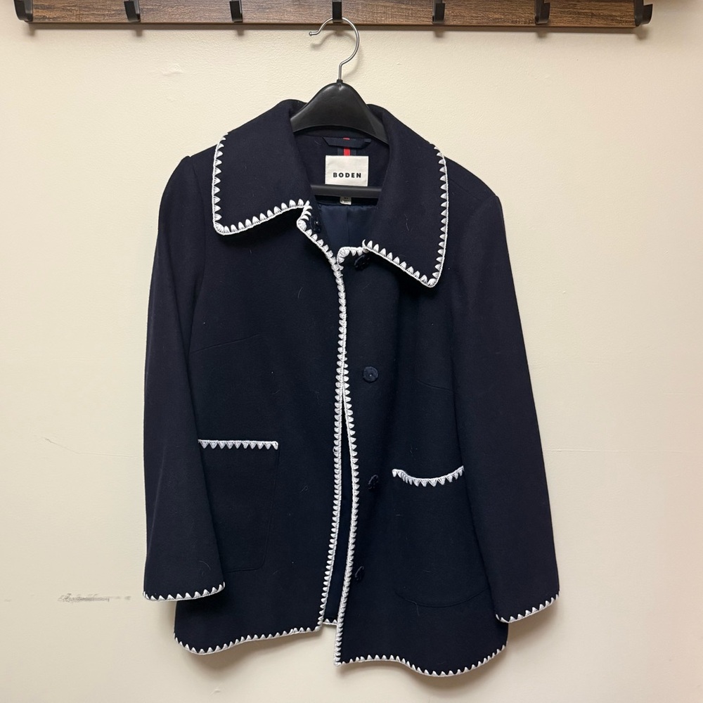 Boden Blanket Stitch Car Coat Size 10